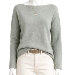 BIANCO & BLU Italy Cashmere Silk Wool Blend Boat Neck Sweater Sage Green | Sz S